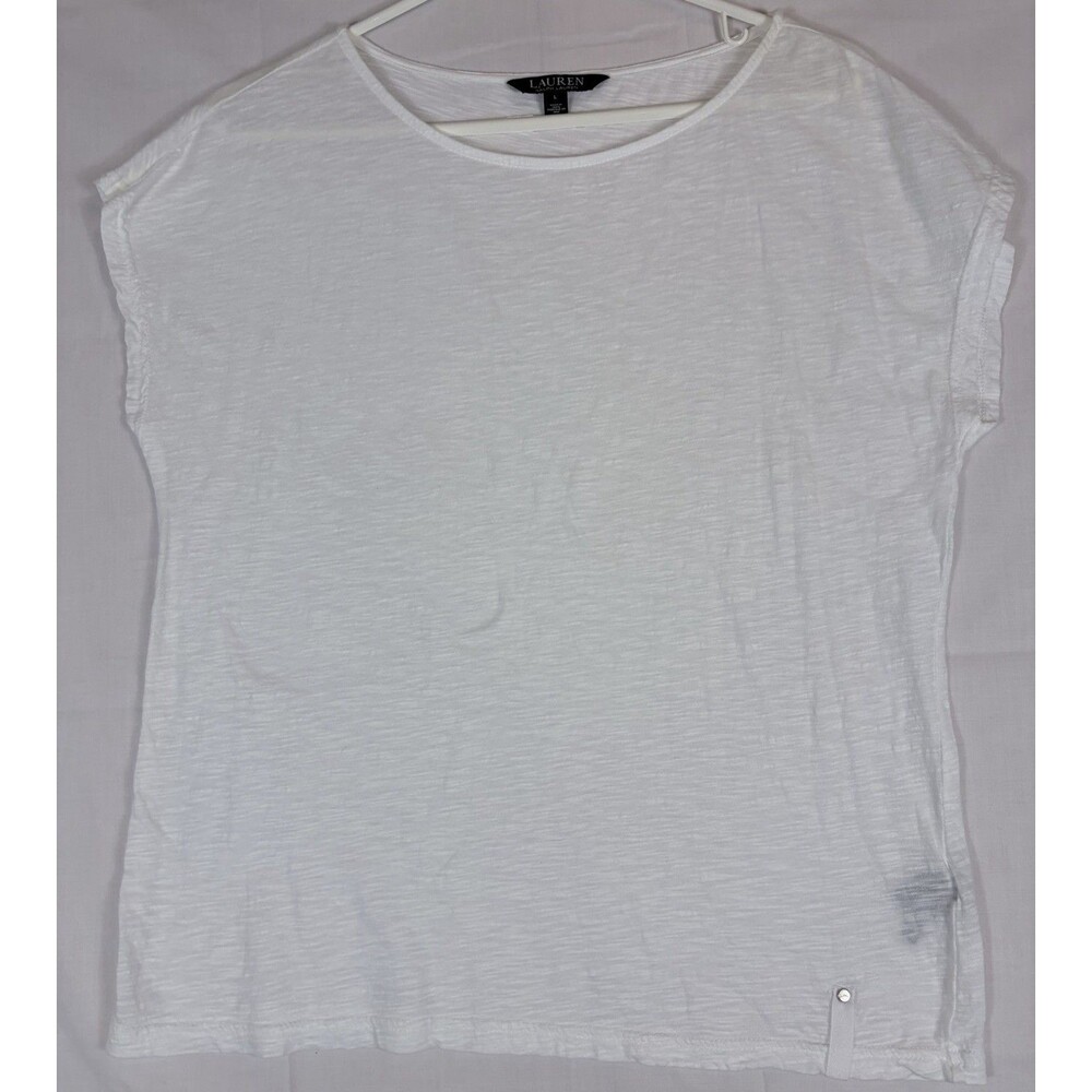 Lauren Ralph Lauren Ladies T-Shirt S/S White Lightweight Breezy Casual Women’s L